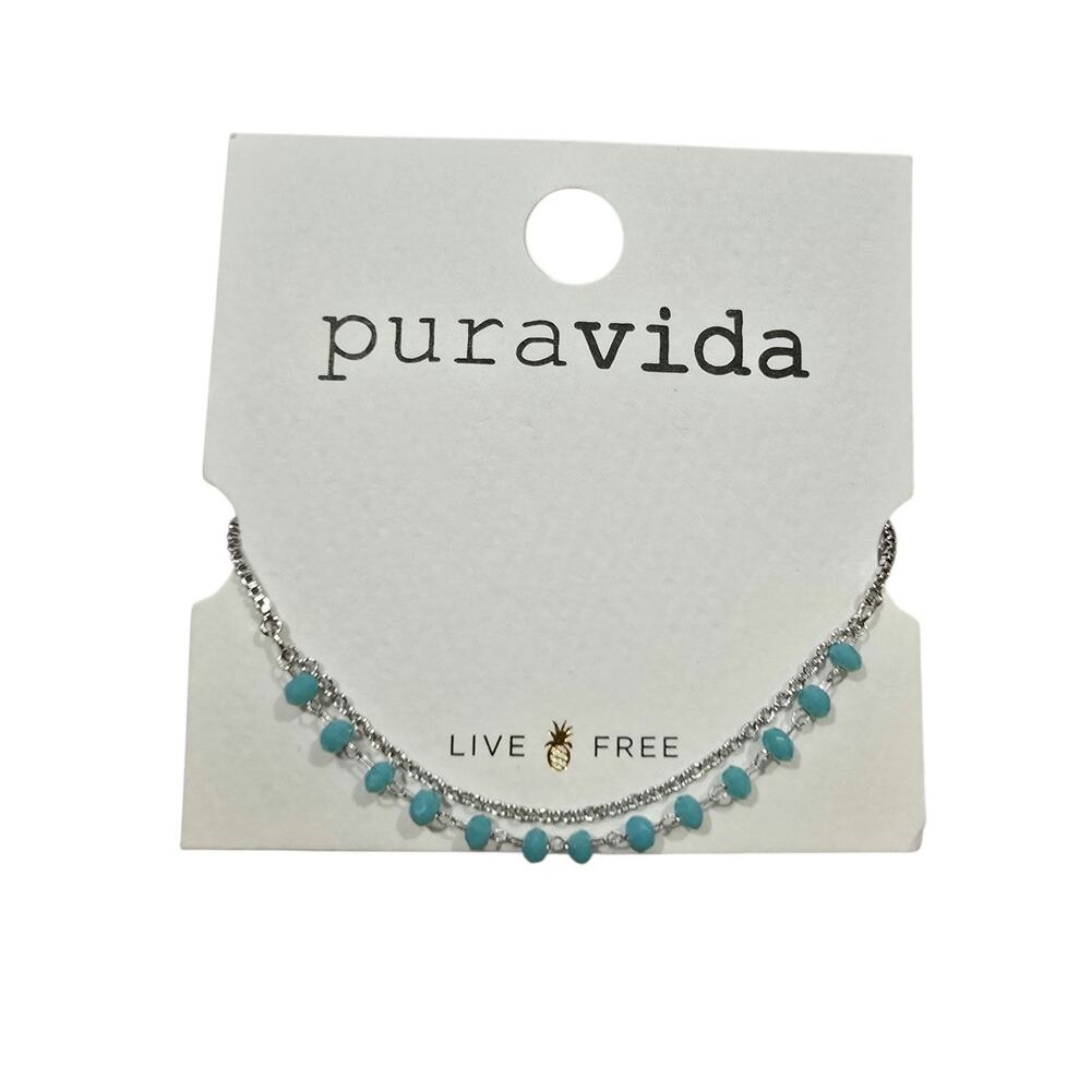 NEW NWT Pura Vida Neon Rosary Chain Silver Bracelet